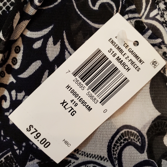 INC Blue and Black Patterned Blouse XL - Picture 5 of 6